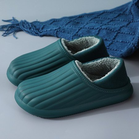 

CoCopeanut Winter Waterproof Couple Women Men Cotton Slippers Warm Plush Non-Slip Outdoor Cozy Home Thick Flat Sole Ladies Fur Boots Shoes