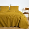 thumbnail image 2 of Chezmoi Collection Luca 3-Piece Oversized Bedspread Set, Queen Size, Mustard, Summer Quilt Lightweight Microfiber Bedspread 100 x 106, Floral Medallion Pattern Coverlet for All Season, 2 of 9