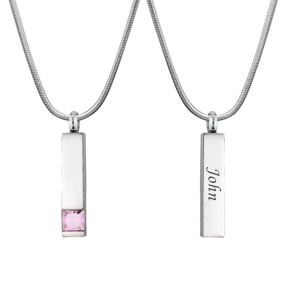 Anavia Personalized Birthstone Bar Cremation Jewelry Pendant Keepsake Memorial Urn Necklace for Human Ashes Container Free Engraving with Funnel Kit and Velvet Box Ship Next Day! [June - Alexandrite]