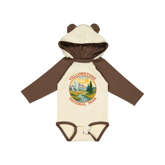 Inktastic Yellowstone National Park Vintage Design Boys or Girls Long Sleeve Baby Bodysuit