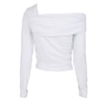 thumbnail image 2 of Camisetas Fruncidas Camisa Y2K Top Corto Con Un Hombro Descubierto Manga Larga Mujer Slim Fit Sexy Color Sólido Traje Diario Calle, 2 of 9