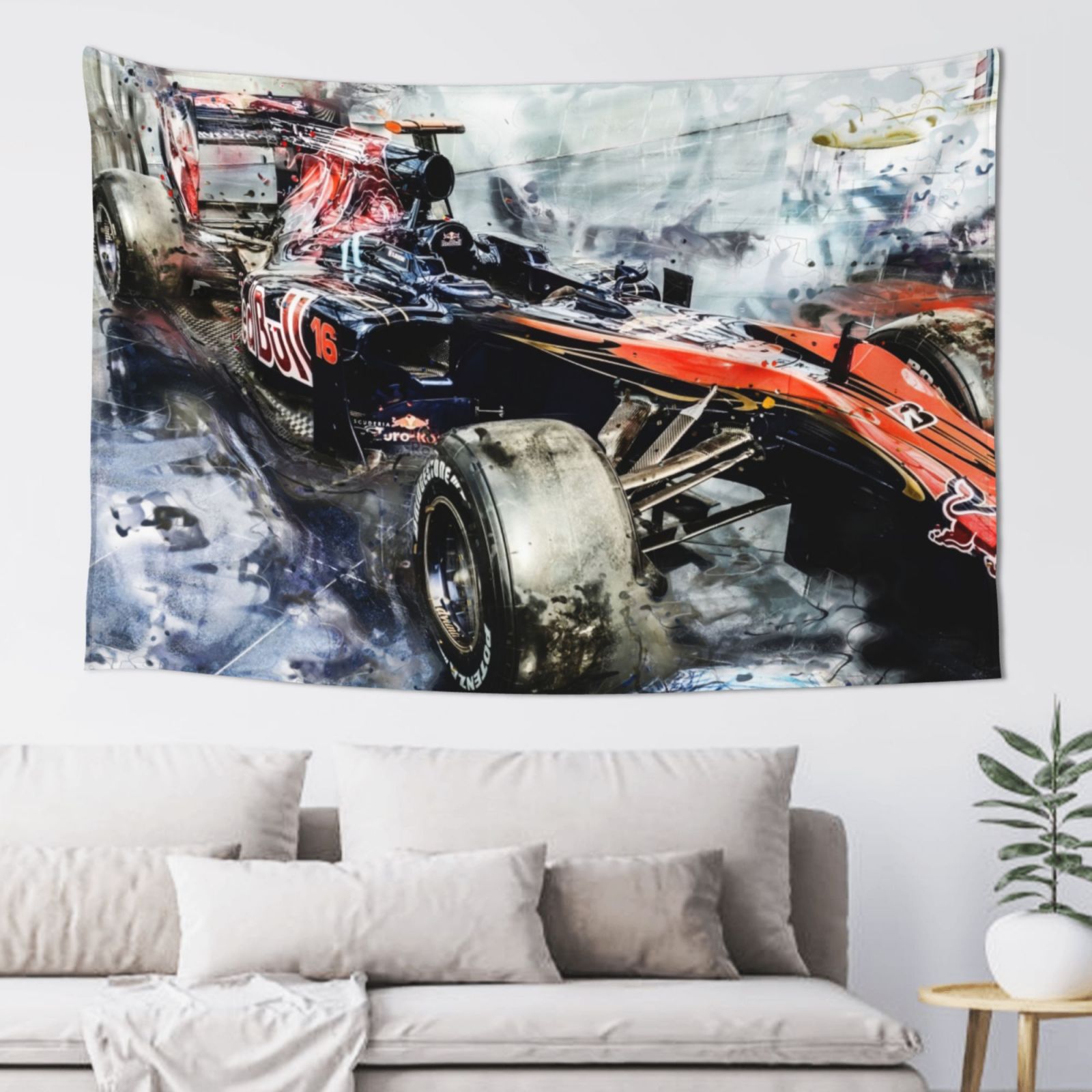 F1 Sports Car Tapestry, Car Style Wall Decor Home Decor Bedroom Living Room Dorm Tapestry Room