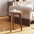 thumbnail image 2 of LEDREM Round Accent Table – Tapered-Leg Side Table with Smooth Curves, 20"H Compact End Table for Drinks, Plants or Bedside Use, Sturdy Board Construction Supports 44 lbs, Easy Assembly , Brown, 2 of 9