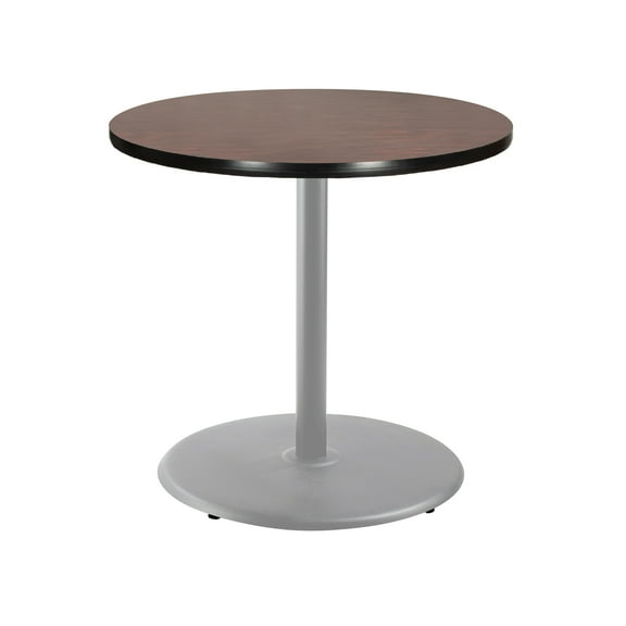 Hampden Furnishings Bennet Collection Steel Frame 36" Round Top, Round Base, 36" Height, Cafe Table Grey Frame/Mahogany Top