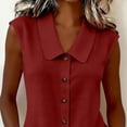 thumbnail image 7 of LNWUY Women's Wrinkle Free Sleeveless Button Down Shirts Blouses Solid Color Business Casual Loose Tank Tops for Work Red XL, 7 of 7