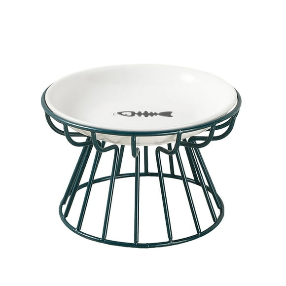 SIfdSeng Raised Ceramic Cat Dish with Metal Stand Friendly Vomit Ceramic Cat Plate Elevated Bowl with Stand for and Small Dogs Gold Rack Plate Raised Dish with Metal St 1Pc Pet Bowls Cat Non Slip