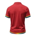 thumbnail image 5 of Men's Rainbow Pride Polo Shirt with Liberty Statue Graphic and Button Placket Featuring Colorful Trim for Pride Month Parades LGBTQ+ Events Summer Parties or Daily Wear Red M, 5 of 5