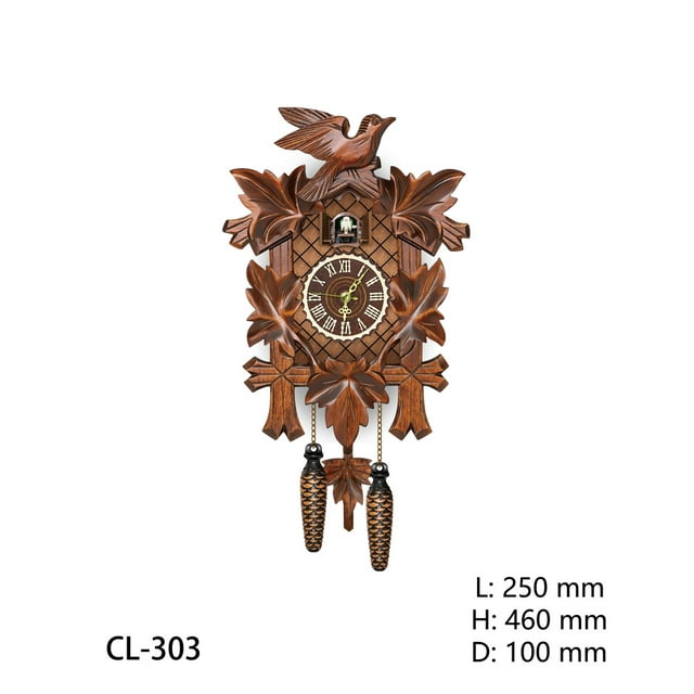 Cuckoo Wall Clock Vintage Exquisite Wood Handcrafted Alarm Clock for Home Office