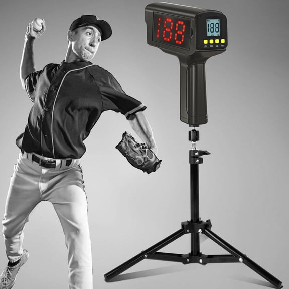 Playfect Baseball Radar Gun, LED LCD Large Display, Speed Sensors with Adjustable Tripod