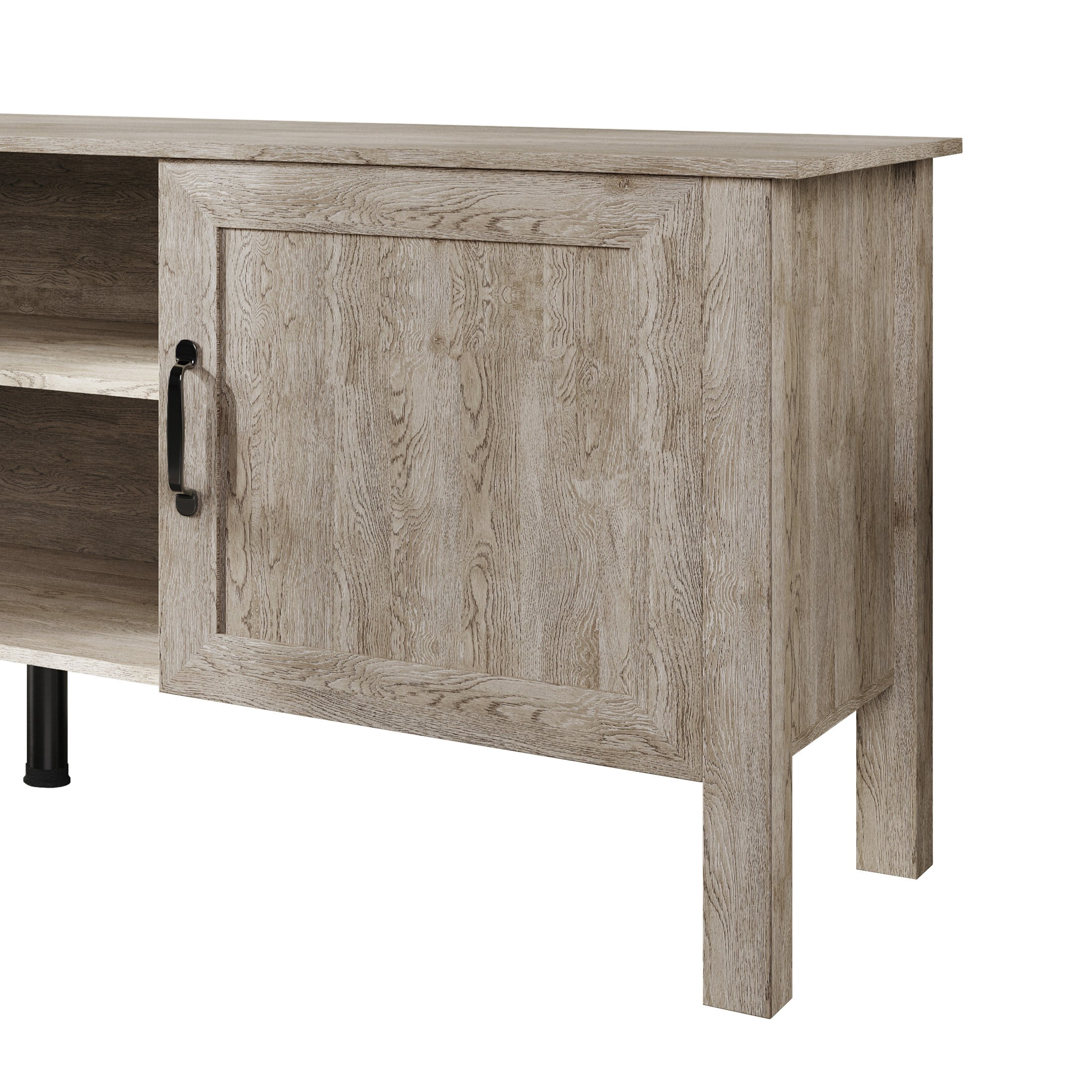 Home Design Topeka 55" TV Stand with Open Shelves and Storage Compartments, Modern Rustic Design for Living Room, Antique Gray