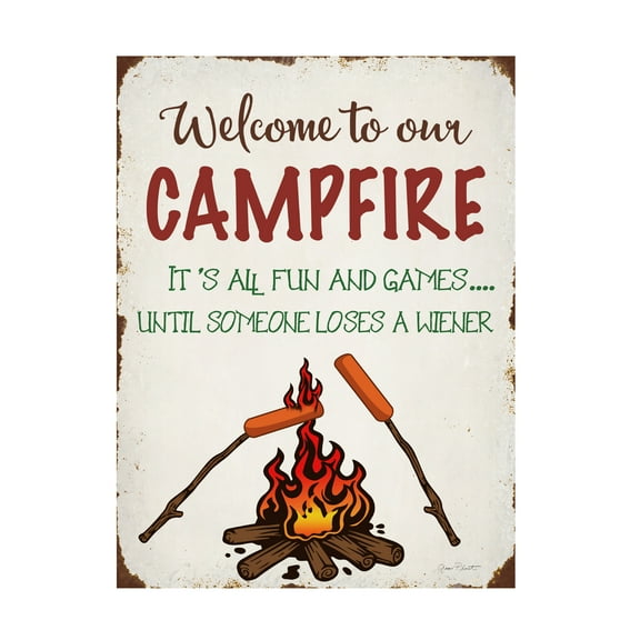 Canvas Wall Art - Jean Plout 'Welcome To Our Campfire 1' Wall Art for Living Room, Bedroom, or Office Décor by Trademark Fine Art - 14 x 19 Inches