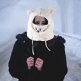 thumbnail image 6 of Raindrops  Bear Costume Plush Warm Hat Girl Ladies Women Caps Hats Miss White, 6 of 8