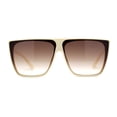 thumbnail image 3 of Inset Lens Square Flat Top Plastic High Temple Sunglasses Ivory Brown, 3 of 4