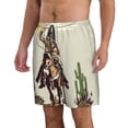 thumbnail image 2 of Cauagu Vintage Cowboy Riding Horse Print Men's Swim Trunks,Hawaiian Bathing Suit Swimsuits Beach Shorts with Pockets for Men Quick Dry Swimming Board Shorts-Small, 2 of 6