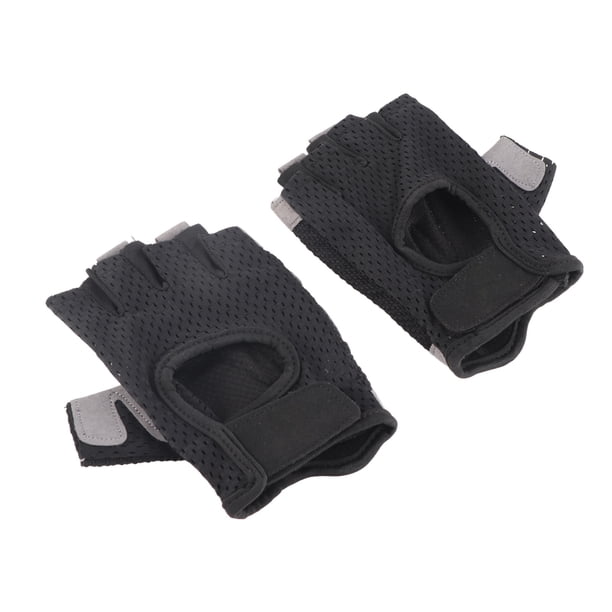 Guantes de fitness, guantes de entrenamiento para hombres y mujeres, guantes de ejercicio para levantamiento de pesas, entrenamiento de ciclismo, medio dedo, color negro, talla M