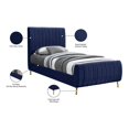 thumbnail image 6 of Maklaine Contemporary Upholstery Navy Velvet Twin Bed, 6 of 7