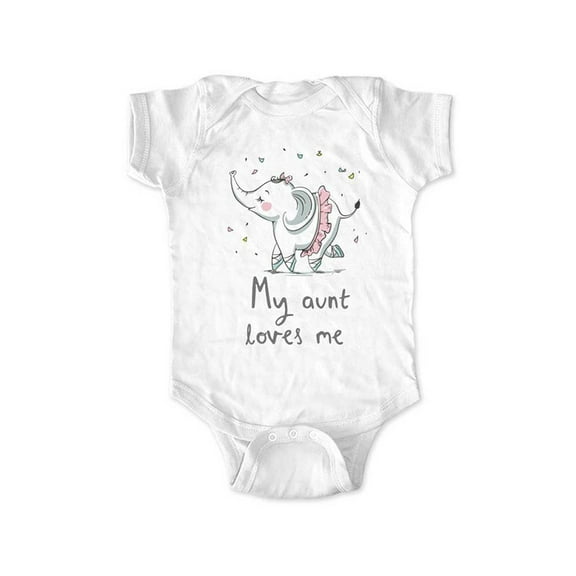 My aunt loves me Elephant ballerina - new baby surprise - wallsparks cute & funny Brand - baby one piece bodysuit - Great baby shower gift!