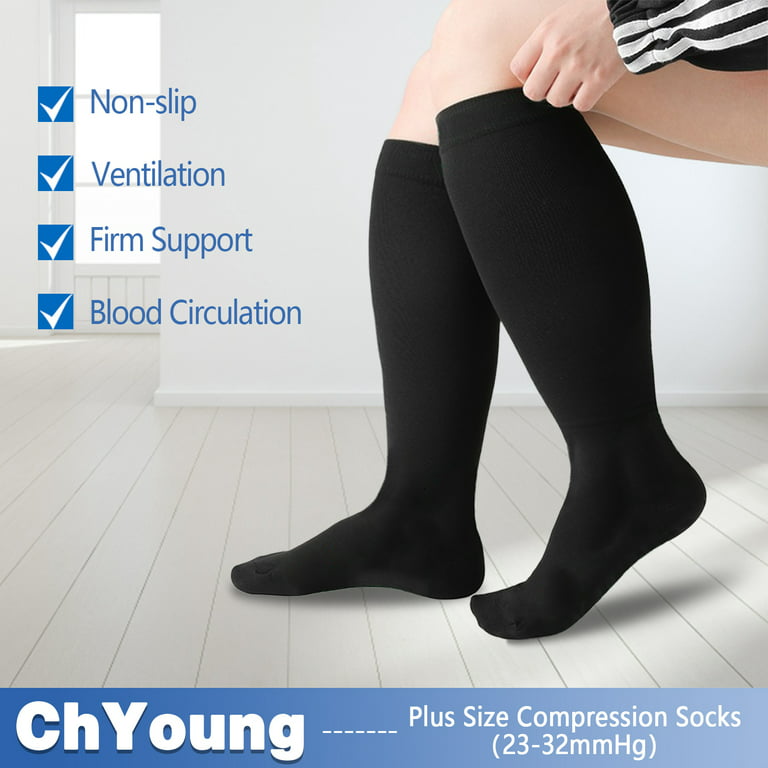 3XL Plus Size Compression Socks for Women Men Closed Toe Wide Calf Extra  Large Knee High Compression Stockings Support for Circulation Nurses  Running