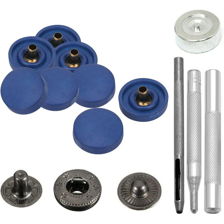Trimming Shop 15mm S Spring Press Studs Snap Fasteners Plastic Cap with  Gunmetal Black Metal Back Snap Buttons - Navy, 50pcs