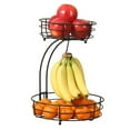 thumbnail image 4 of Gibson Home Two-Tier Fruit Basket with Banana Hanger – Black Metal Countertop Produce Stand – Kitchen Storage Organizer for Apples, Oranges, Bananas – Durable Iron Wire Frame, 4 of 8
