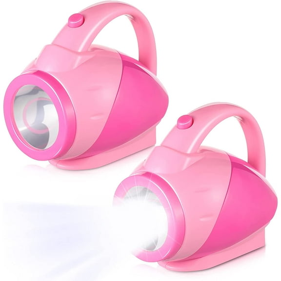 Lsupdaol 2 Pieces Kids Flashlights for Toddlers Pink Girls Plastic Flashlights with Easy Grip Handle Toddlers Camping Essentials for Kids Boys Girls Gifts