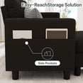 thumbnail image 4 of Walsunny Convertible Sectional Sofa Couch, Modern Linen Fabric L-Shaped Couch 3-Seat Sofa Sectional with Reversible Chaise for Small Living Room, Apartment and Small Space, Black, 4 of 10