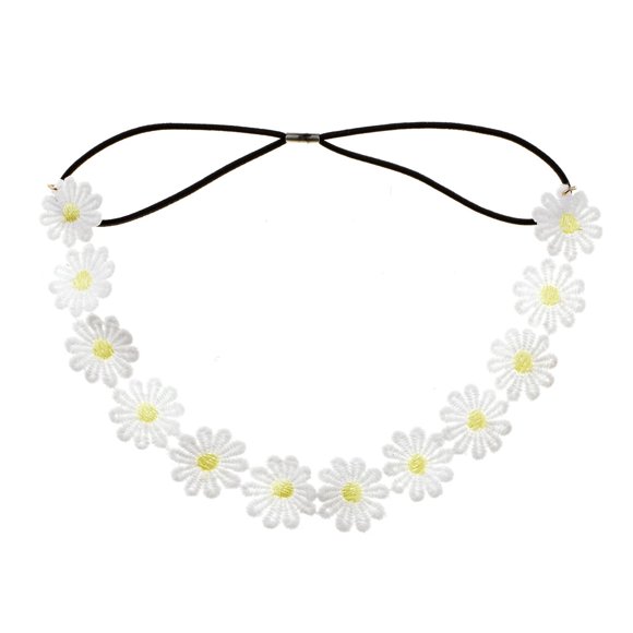 BeeSpring Diadema con Flor de Margarita, Corona de Girasol, Corona para el Cabello, Tocado Floral Bohemio para Fiestas de Festivales de Bodas de Turismo de Primavera (Blanco)