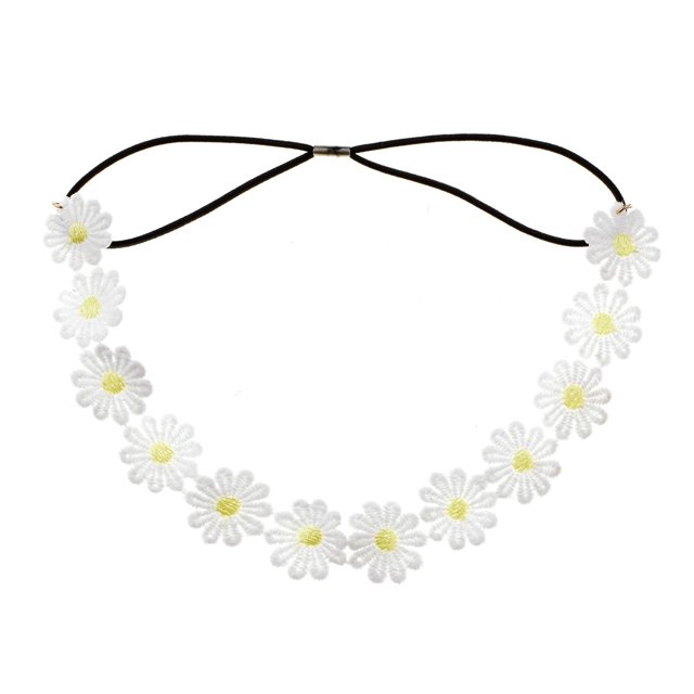 BeeSpring Diadema con Flor de Margarita, Corona de Girasol, Corona para el Cabello, Tocado Floral Bohemio para Fiestas de Festivales de Bodas de Turismo de Primavera (Blanco)