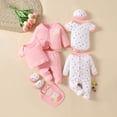thumbnail image 2 of Pandaie 3 6 9M 8 Piece Baby Boy Girl Outfit Set Newborn Infant Summer Clothes Three Shirt Romper One Jumpsuit A Long Pants Bib Gloves Hat Pink, 2 of 8