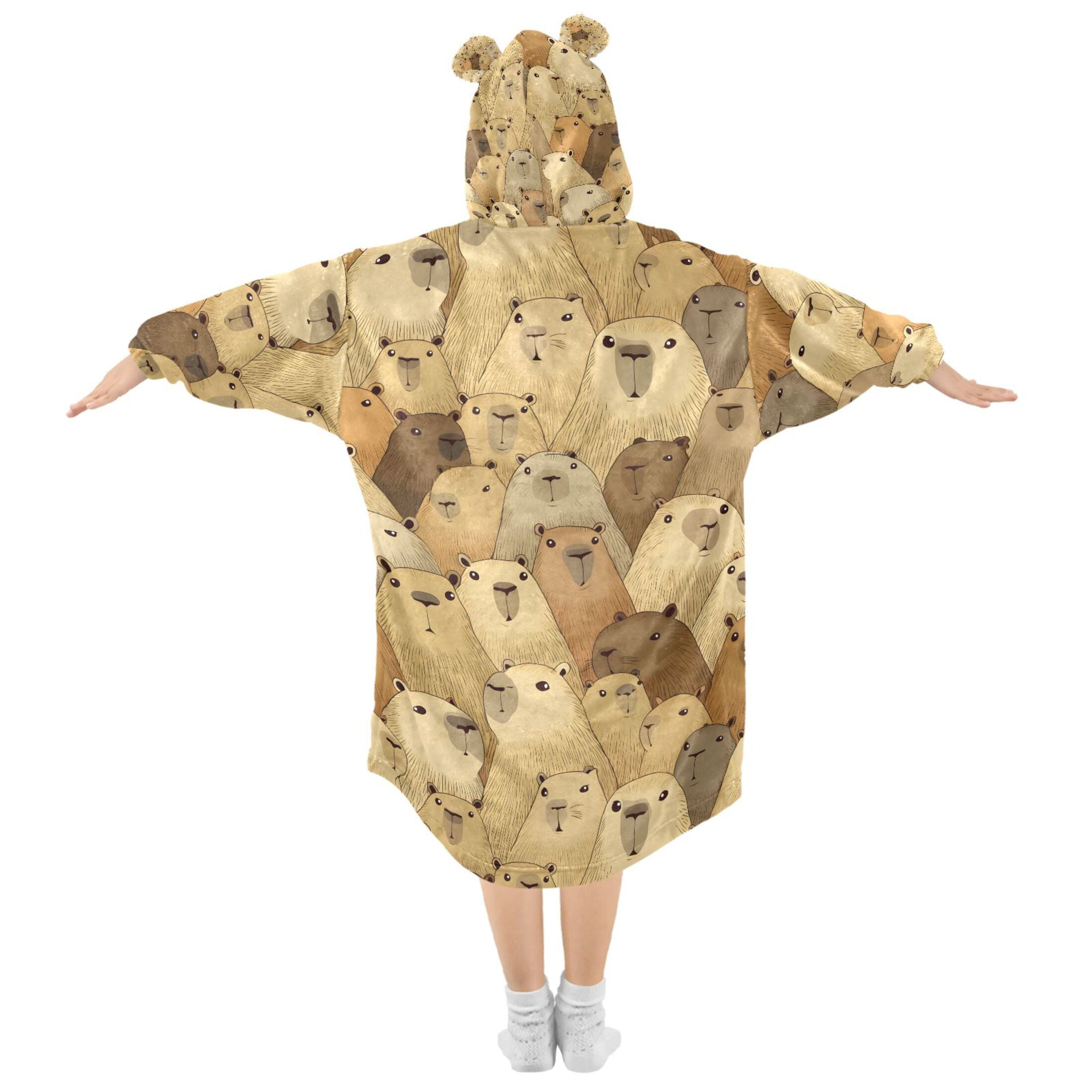 joogoo Blanket Hoodie for Doodle Capybara Oversize Sweatshirt 3-14 YR L