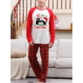 thumbnail image 4 of Bemycutue Family Matching Christmas Pajamas, Baby Romper/Dog Clothes/Letter Santa Hat Print Long Sleeve Tops and Plaid Pants Sleepwear Set, 4 of 5