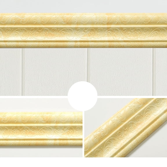 KCEHTA 90"x 3" Self Adhesive Flexible Foam Molding Trim Wallpaper Border 3D Sticky Decorative Wall Lines Peel and Stick Wall Trim Baseboard Molding Trim for Home Hotel DIY Decor