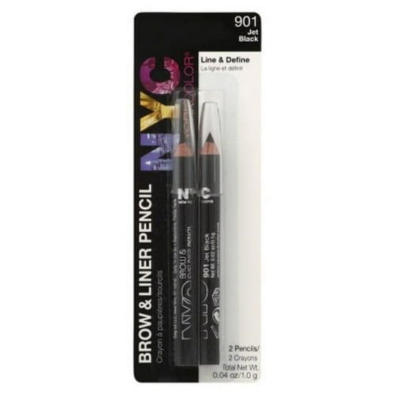 Nyc new york color brow & liner pencils, 902 dark brown, 2 count, 0.04 oz