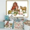 thumbnail image 2 of Designart 'Farm House With Goose Cow Pig Chicken and Haystack' Rustic Framed Canvas Wall Art Print, 2 of 5
