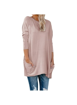 UPPADA Long Sleeve Tunic Tops for Women to Wear with Leggings Basic Solid  Color Plain Blouse Shirts Comfy Soft Tunics Tees