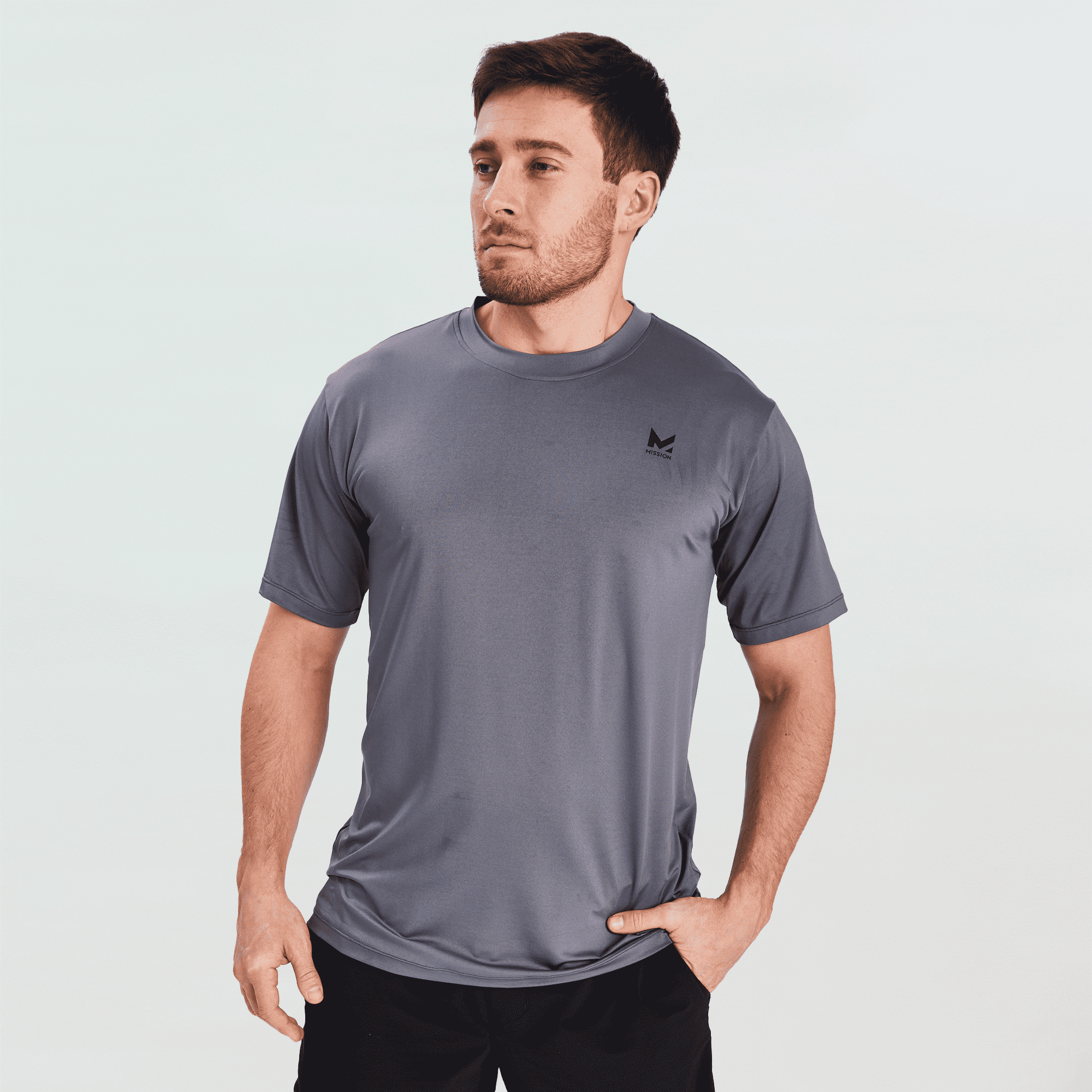MISSION Mens Performance Shirt Charcoal - LG