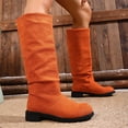 thumbnail image 5 of Viluyesy Womens Knee High Boots, Wide Calf Pull-On Low Heels Round Toe Fall Winter Suede Tall Boots Orange US6, 5 of 8