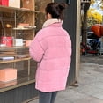 thumbnail image 5 of IROINNID Women's Winter Warm Mid-Length Coat Turndown Lapel Solid Color Parka Long Sleeve Outwear, Pink, 5 of 9