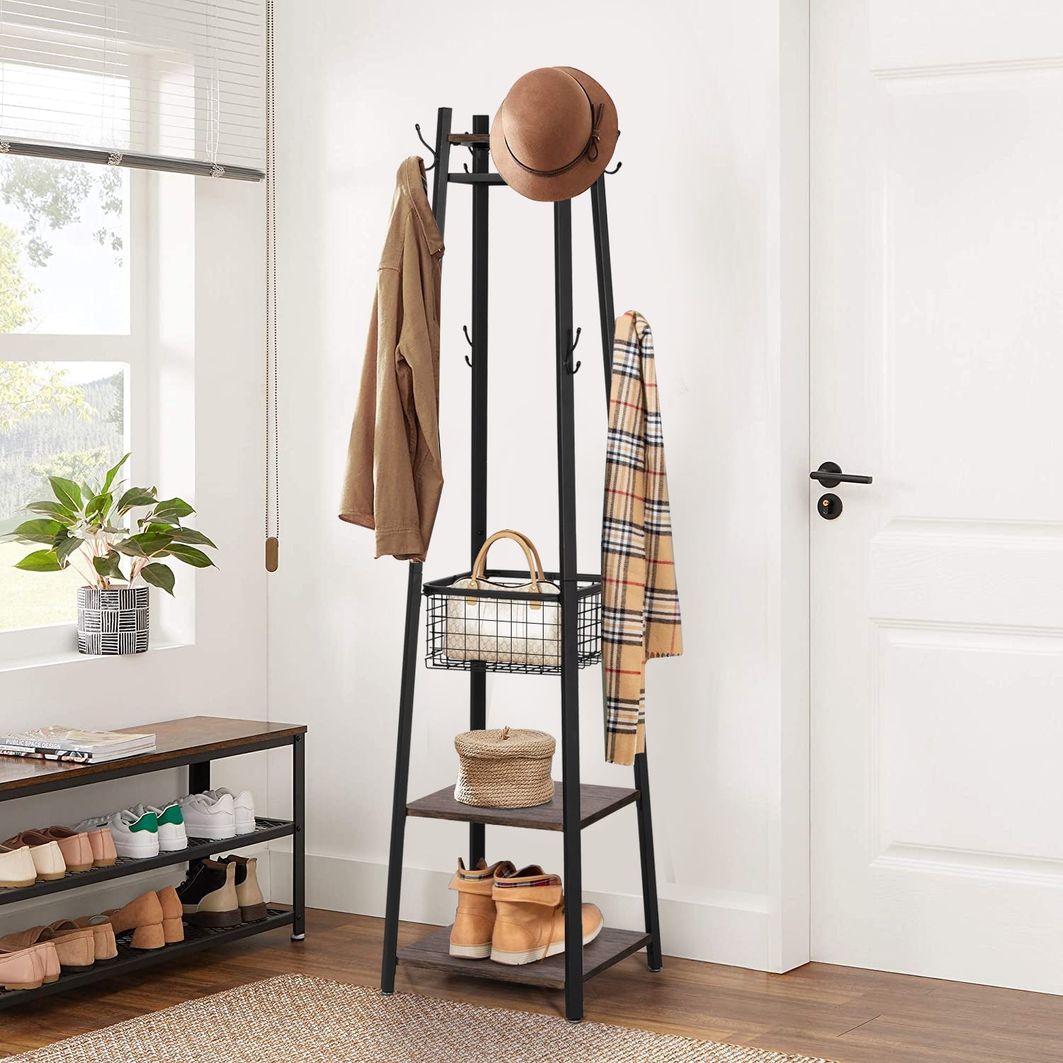Tangkula Coat Rack Freestanding, Rubber Wood Coat Stand with 8 Hooks,  Height Adjustable Entryway Coa…See more Tangkula Coat Rack Freestanding,  Rubber