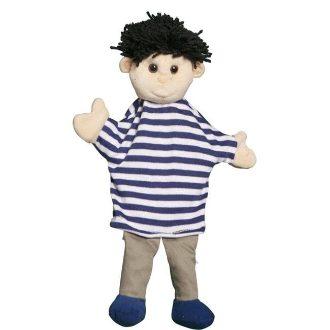 New Boy Girl Hand Puppet Full Body Black Hair Plush Stuffed Toy 