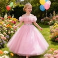 thumbnail image 2 of Angala Little Girls Dresses Solid Evening Gown Maxi Dresses Off Shoulder Fashion Elegant Comfortable Birthday Evening Party Kids Summer Outfit Size 3-4 Years Pink, 2 of 6