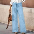thumbnail image 7 of Lenpel Women's Wide Leg Jeans Trendy High Waisted Belted Loose Denim Pants Baggy Casual Trousers with Pockets, 7 of 7
