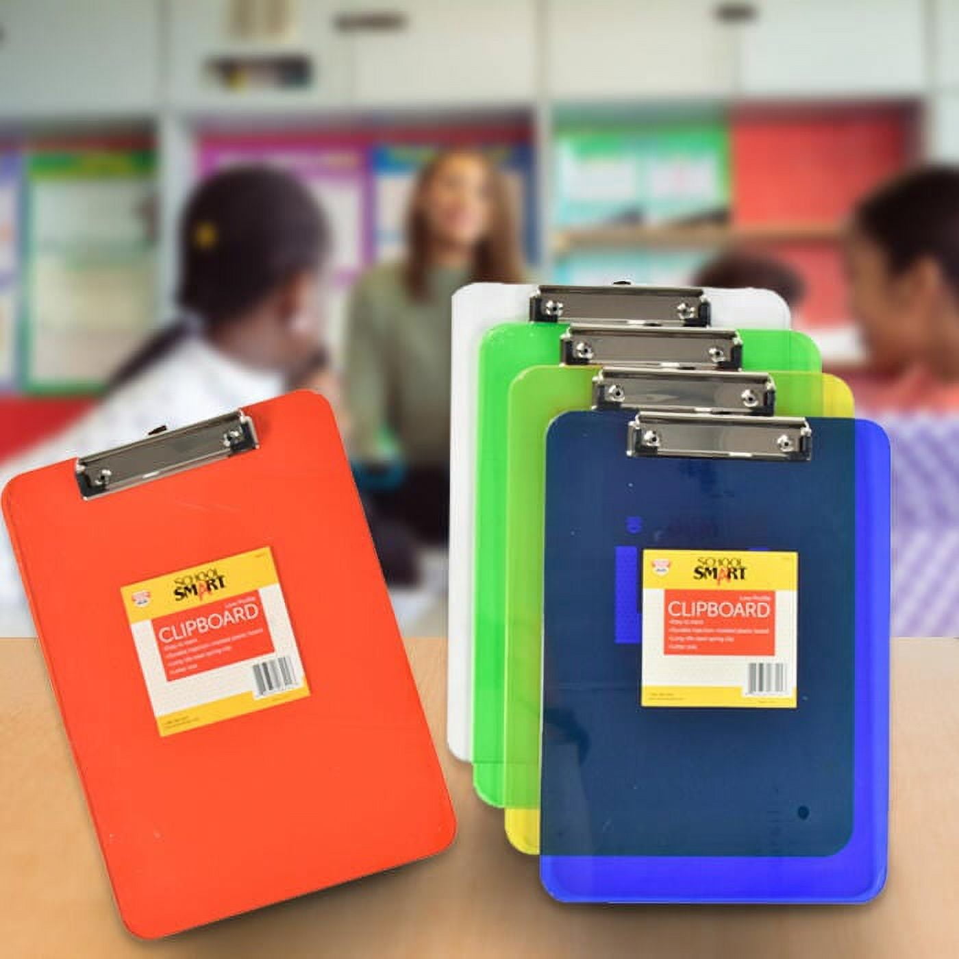 School Smart Low-Profile Acrylic Clipboard, Plastic, Colors May Vary