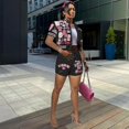 thumbnail image 2 of Ensemble 2 Pcs Universitaire pour Femmes Haut Court à Manches Courtes Survêtement Bodycon Shorts Combinaison S Gris, 2 of 5
