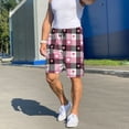 thumbnail image 6 of Pofeuu Heart Plaid Print Men's Soft Woven Elastic Waistband Sleep Pajama Short-Large, 6 of 6