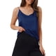 thumbnail image 1 of Camiseta de satén para mujer, top sin mangas con escote en V, blusa casual y formal, camisón de capa 2026 S, color marino, 1 of 5