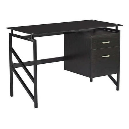 Mayline 1006bb Soho Glass Top Desk With Two Drawer Pedestal 44