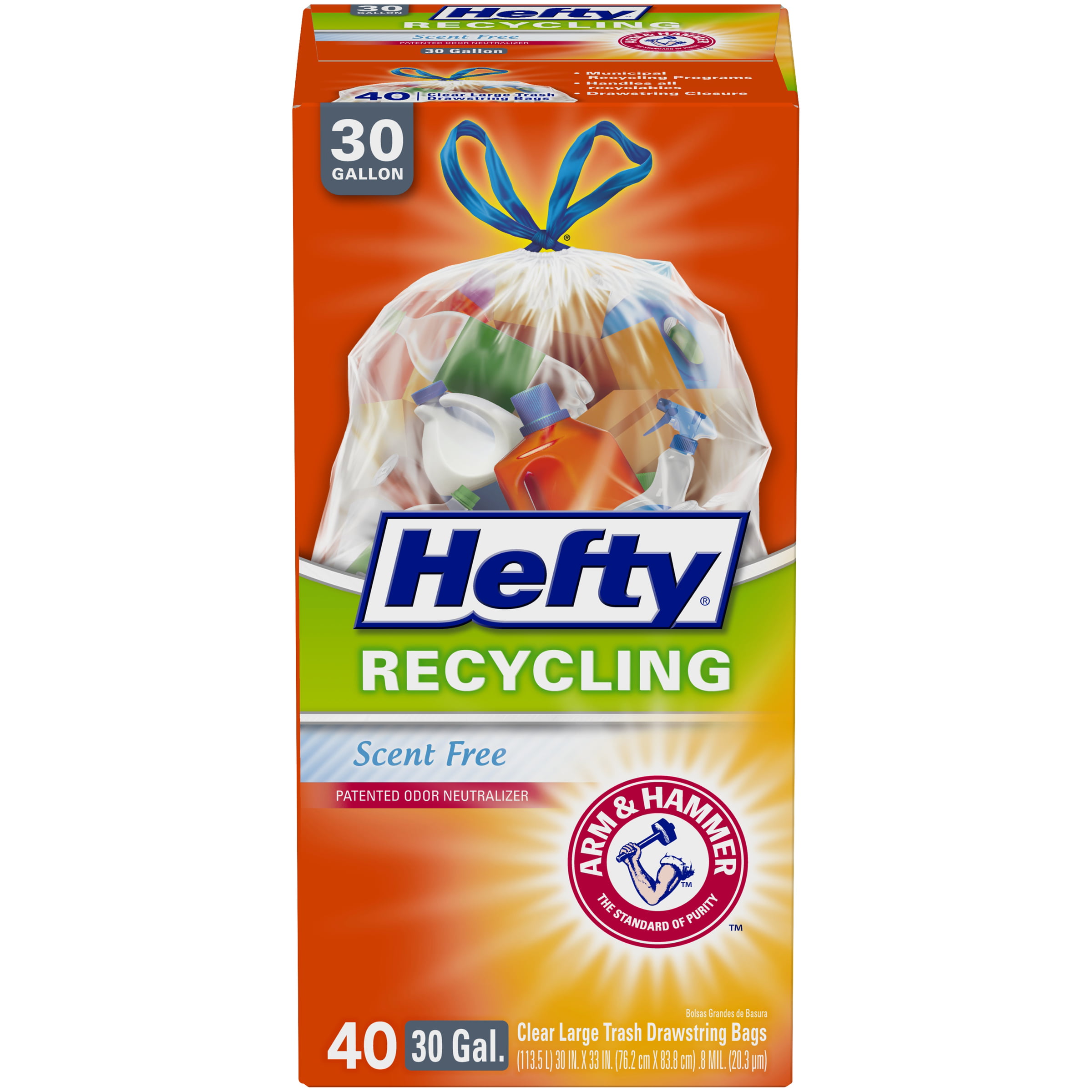 36 Count Clear 30 Gallon Hefty Recycling Bags