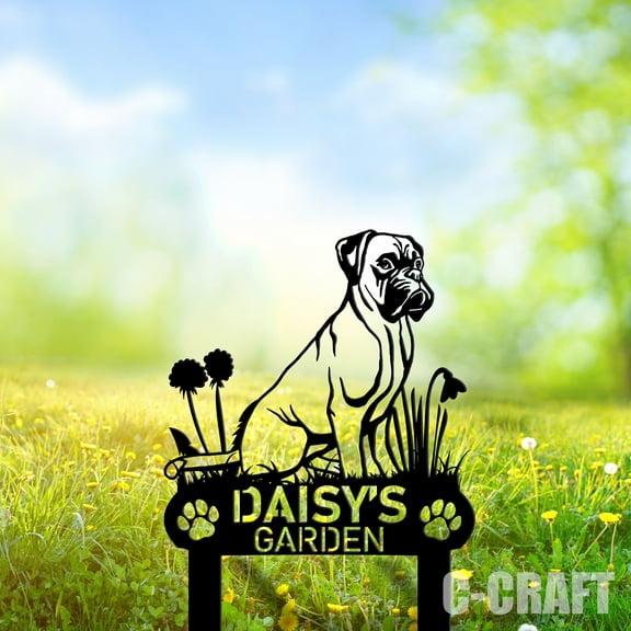 C-CRAFT Custom Boxer Dog Memorial Metal Yard Sign Weather Resistant for Outdoor Garden Decor