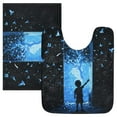 thumbnail image 7 of Yayeee Bath Rugs for Bathroom Floor Set of 2 Non Slip Fluffy Soft Absorbent Mat, Blue Butterfly, 7 of 7
